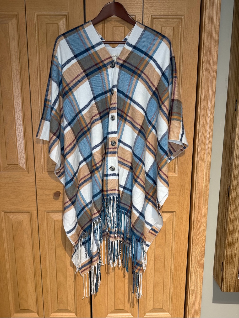 Matilda Jane plaid fringe poncho